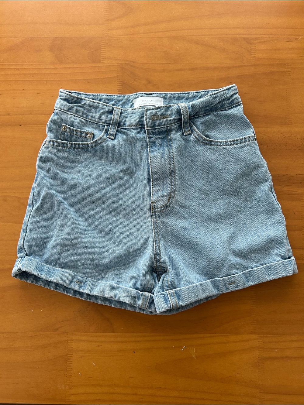 OAK + FORT High-rise Retro Denim Shorts